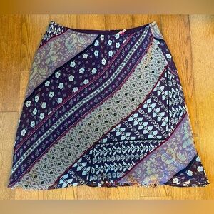 Sunny Leigh Silk Y2K Purple Floral Slip Skirt 2X Fairycore Fae Forest Nymph Boho